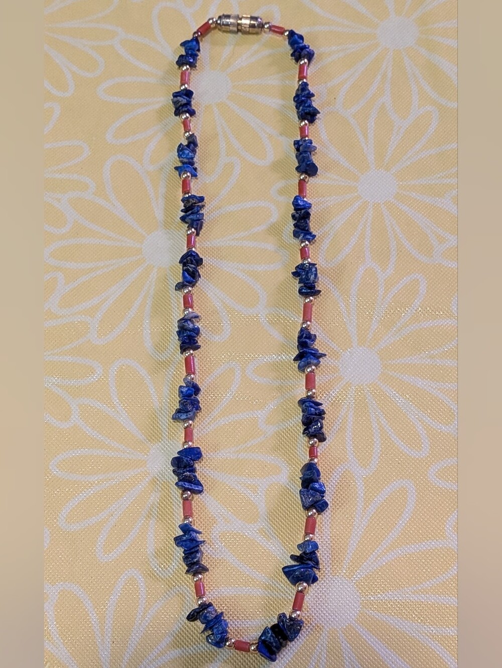 Blue Sodalite & Carnelian Gemstone Chip Necklace